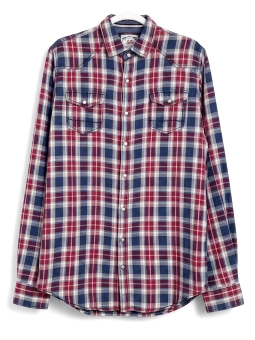 THREAD and CLOTH Western Snap Shirt Red Blue Plaid Cotton Men’s L